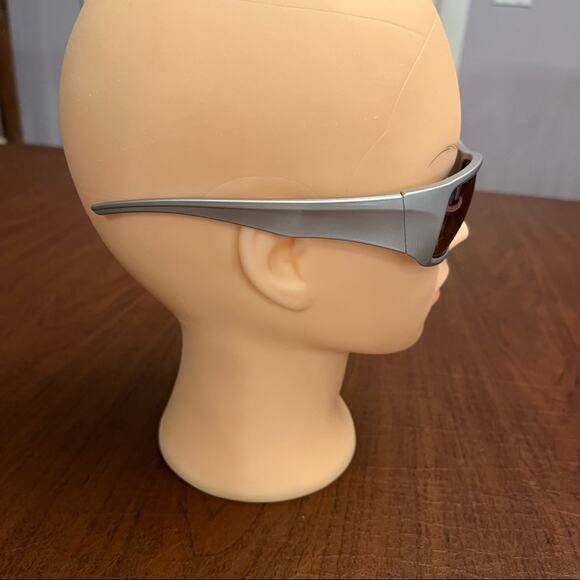 Mirrored Rectangular Sunglasses Silver Gray 130mm - Picture 4 of 10